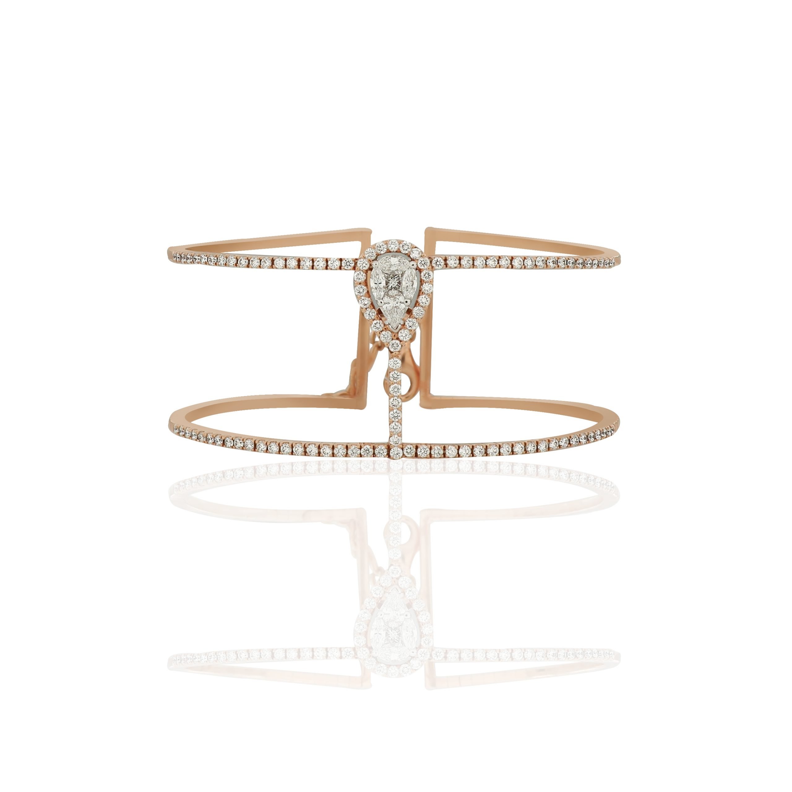 Amwaj Rose Gold Bangle with Multi-Cut Diamond